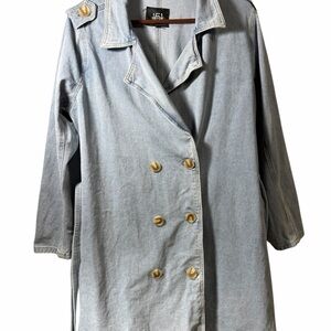 one 5 one Light Blue Denim Trench Coat